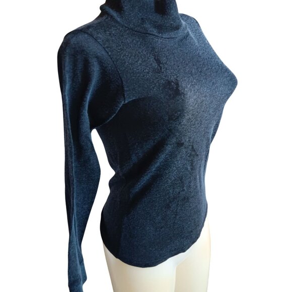 Vintage Small High-Neck Sweater 1960's Sterntex Charcoal Black Beatnik - Picture 5 of 7